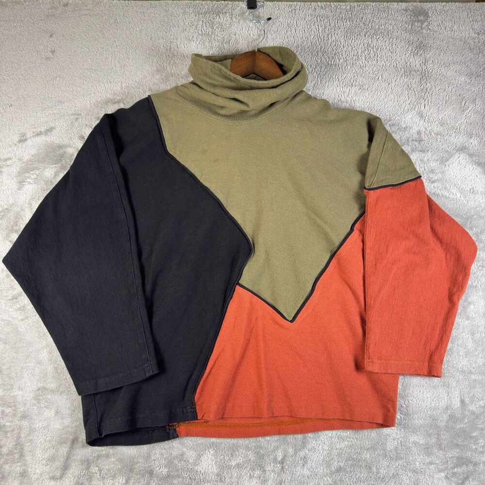 Vintage 90s MICHELE LAMY Colorblock Cowl Neck Asymmetric Archive Top Size 1